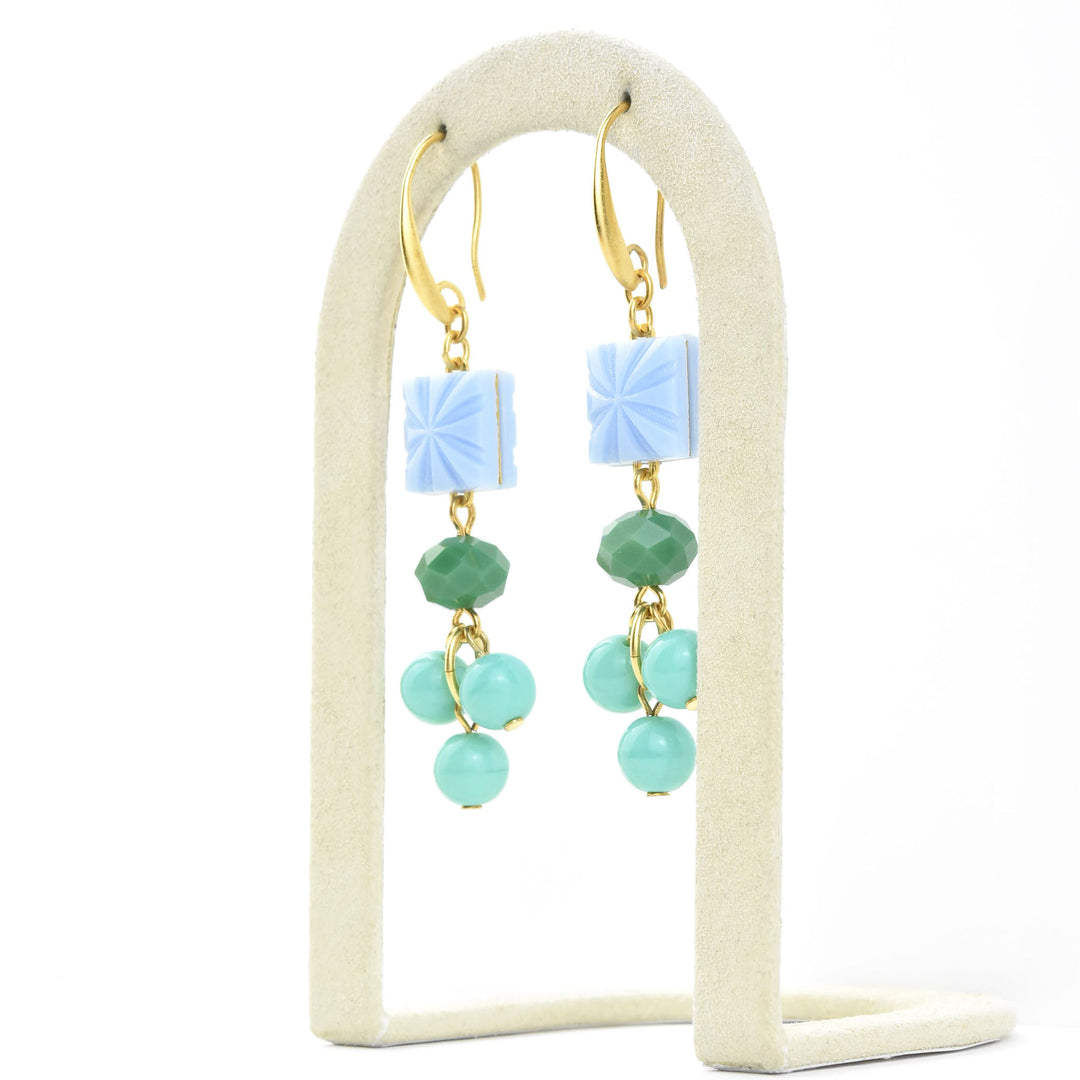 Periwinkle, Green & Turquoise Earrings - Goldmakers Fine Jewelry