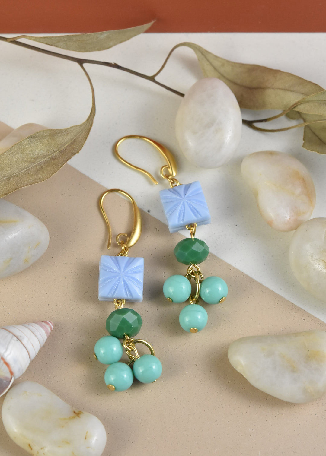 Periwinkle, Green & Turquoise Earrings - Goldmakers Fine Jewelry