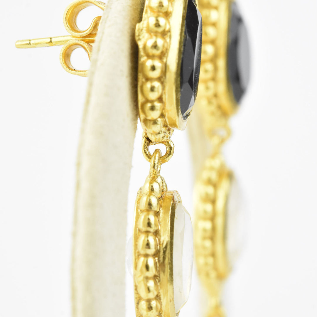 Peyton Earrings, Black Onyx & Pearl
