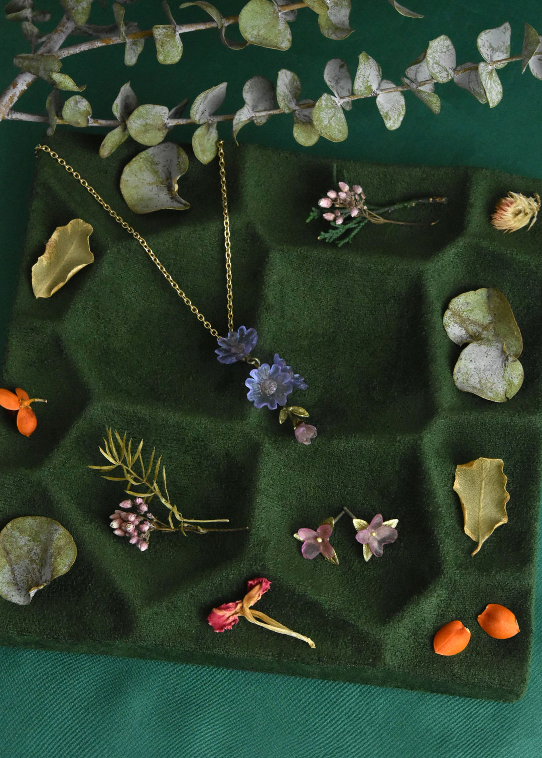 Three Phlox Flowers Necklace