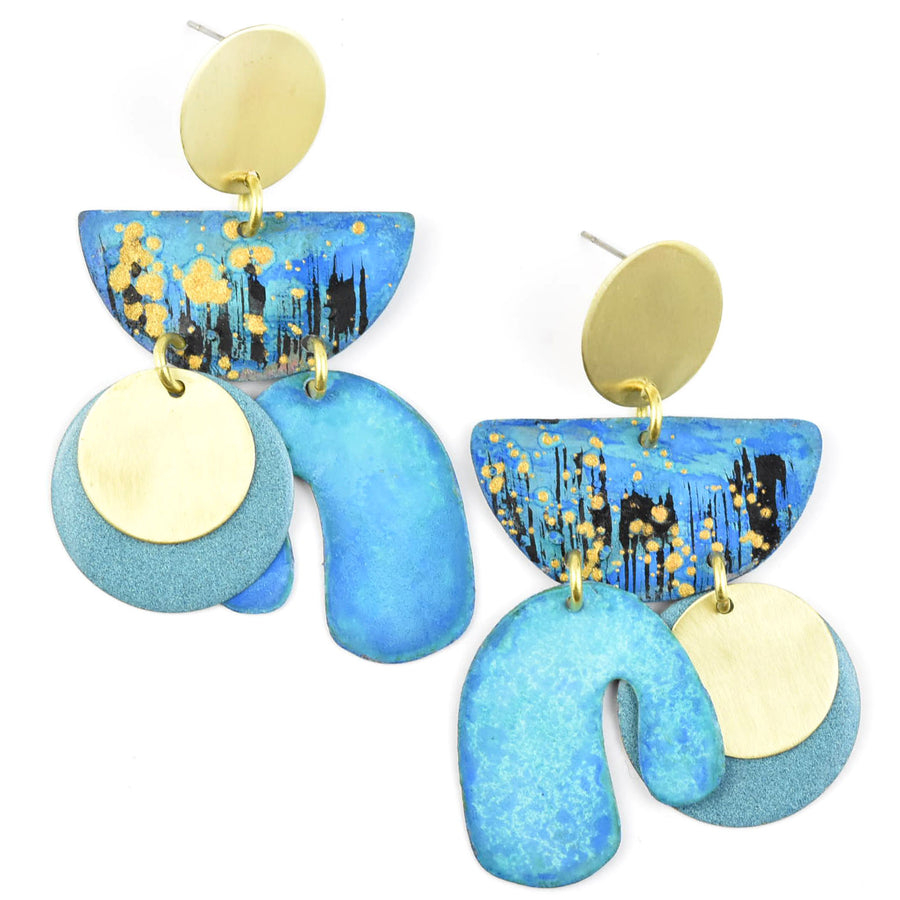 Piba Earrings in Mix Blue - Goldmakers Fine Jewelry