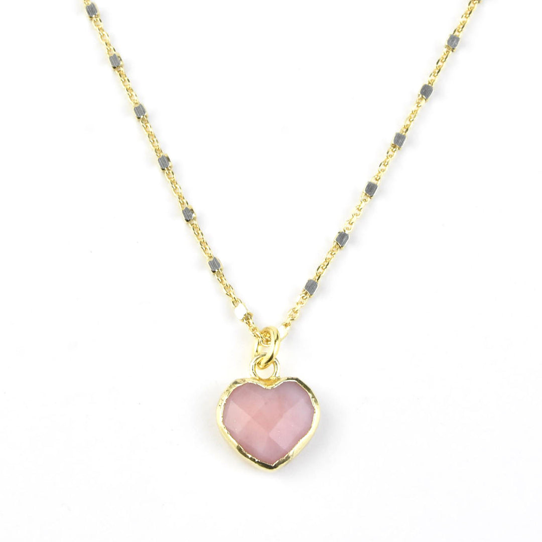 Pink Opal Heart Necklace