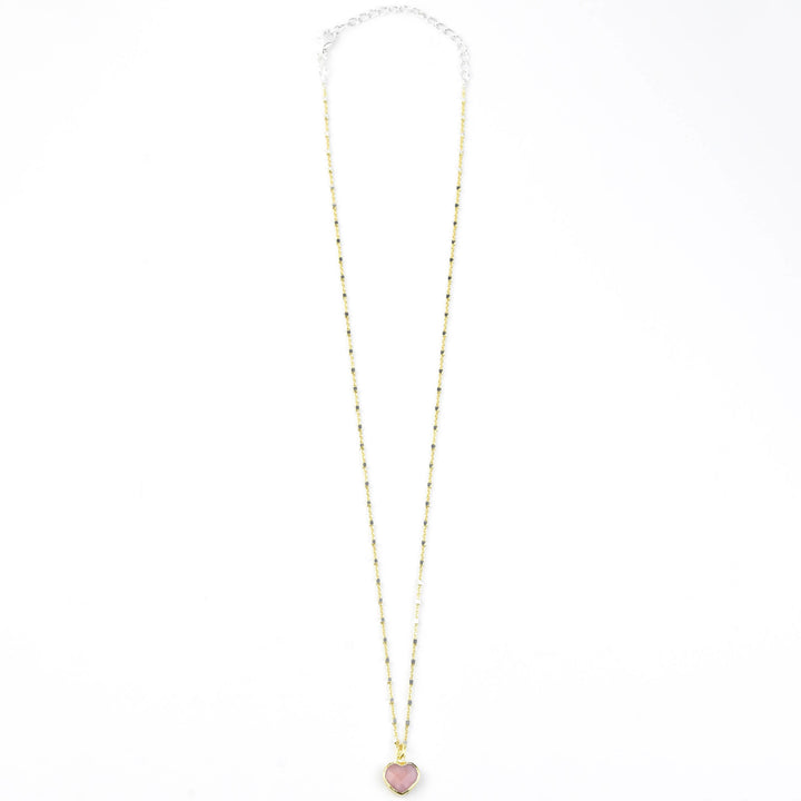 Pink Opal Heart Necklace