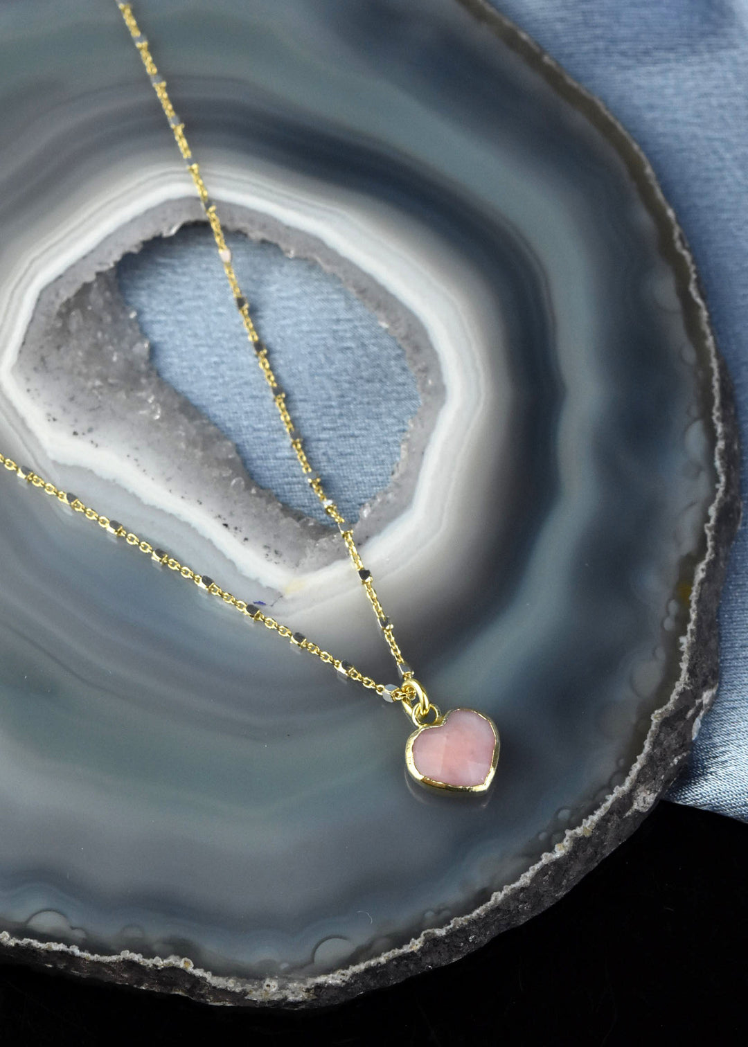 Pink Opal Heart Necklace