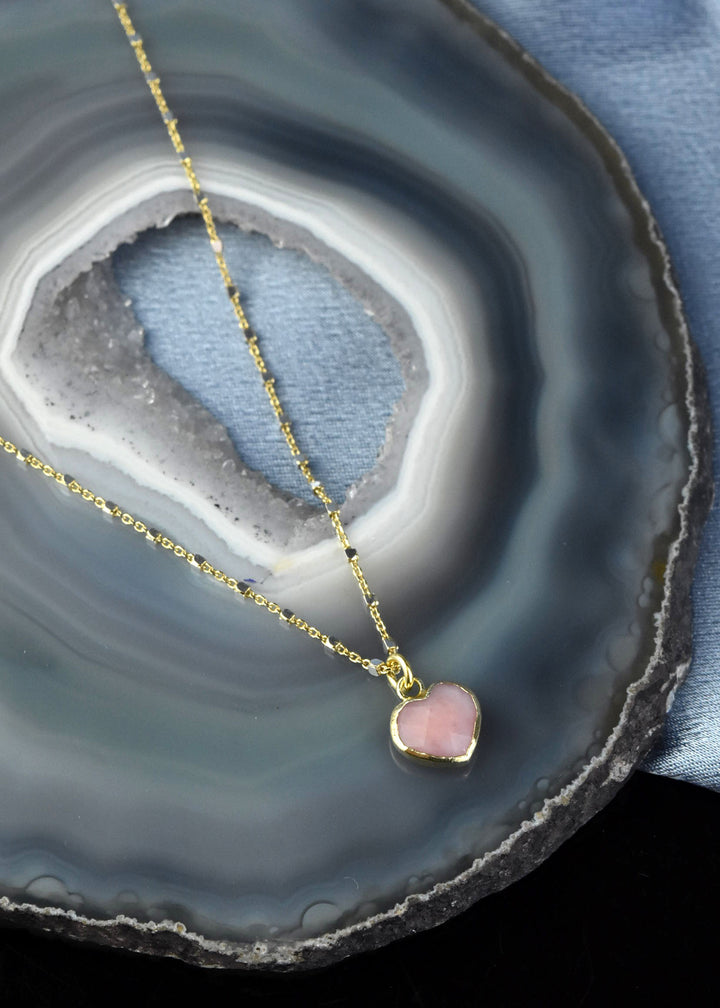 Pink Opal Heart Necklace