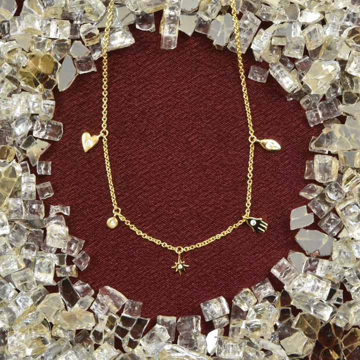 Charms Station Necklace - Goldmakers Fine Jewelry