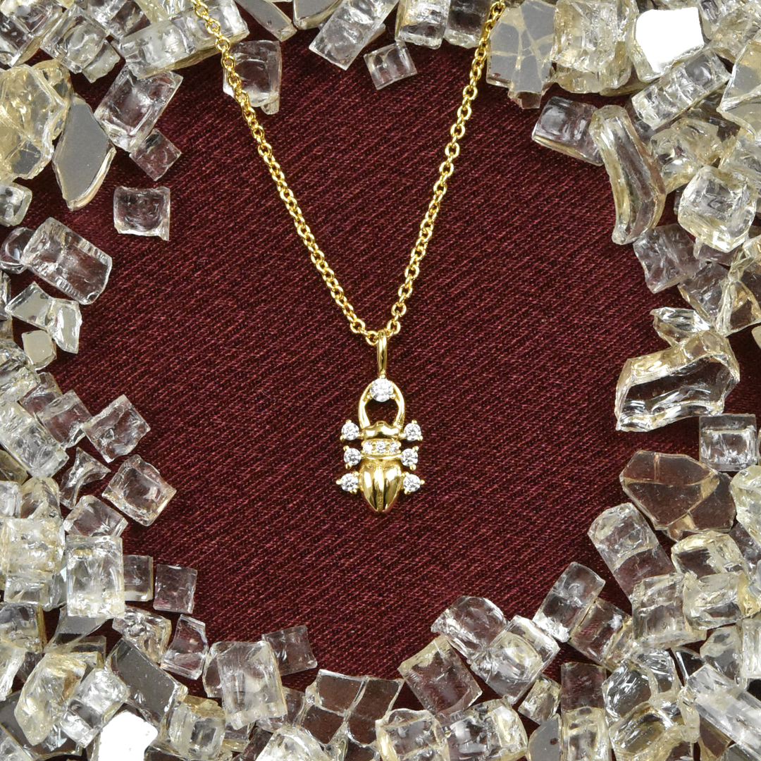 Crystal Scarab Necklace - Goldmakers Fine Jewelry