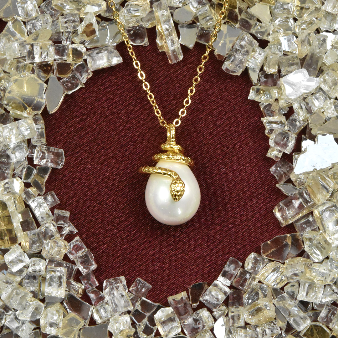 Faux Pearl Serpent Necklace - Goldmakers Fine Jewelry
