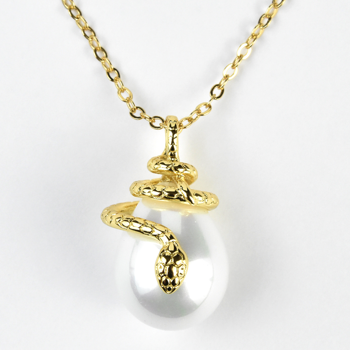 Faux Pearl Serpent Necklace - Goldmakers Fine Jewelry