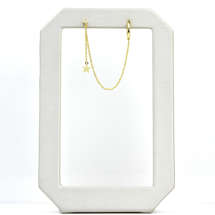 Double Pierced Star & Chain Huggie - Goldmakers Fine Jewelry