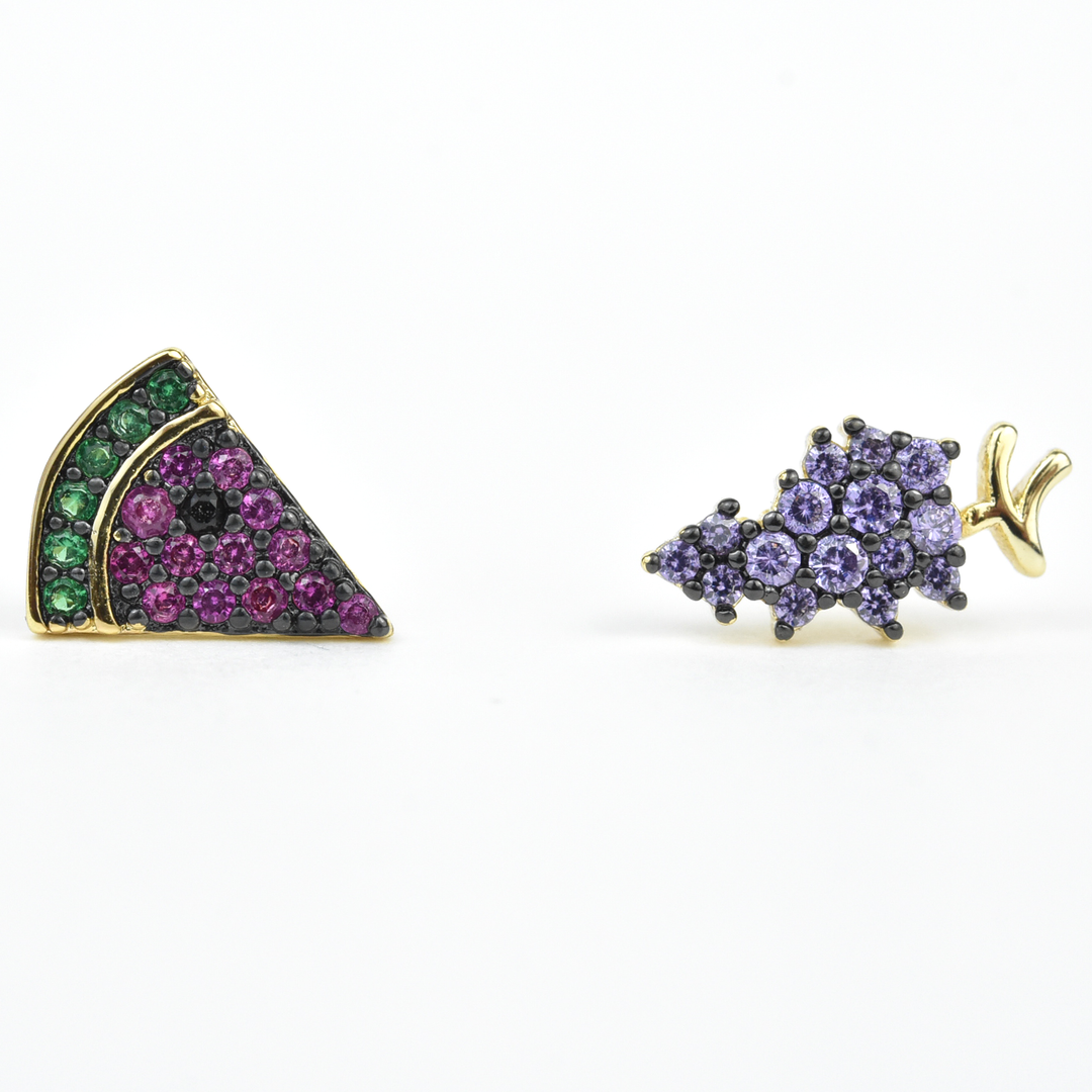 Watermelon & Grape Studs - Goldmakers Fine Jewelry