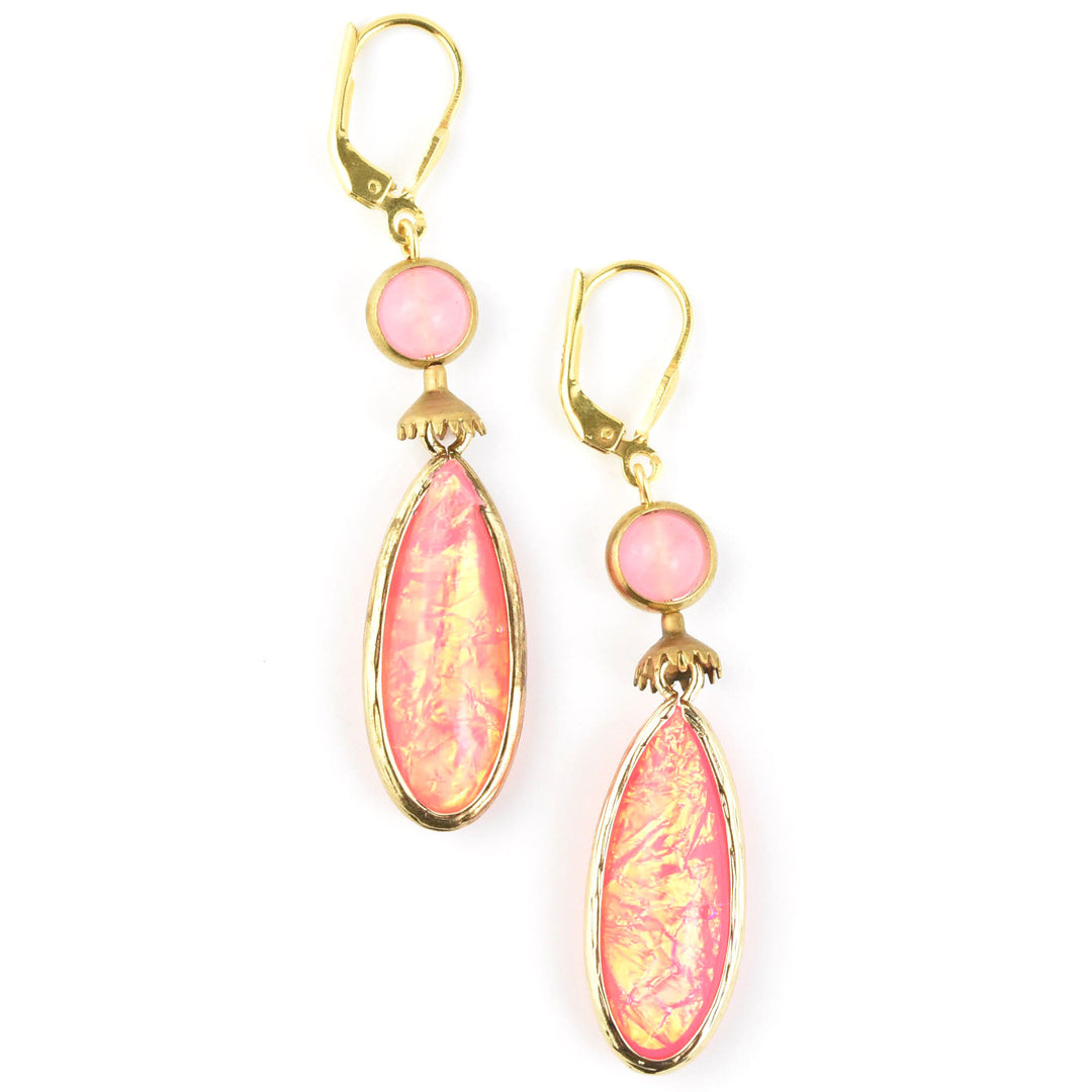 Hot Pink Teardrop Opalescent Art Glass Drops