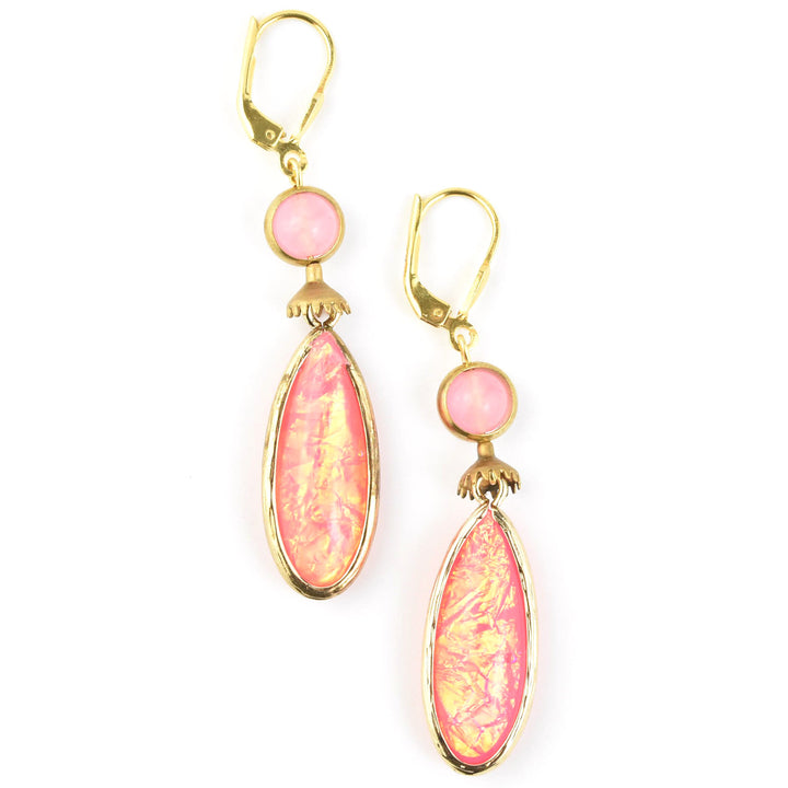 Hot Pink Teardrop Opalescent Art Glass Drops