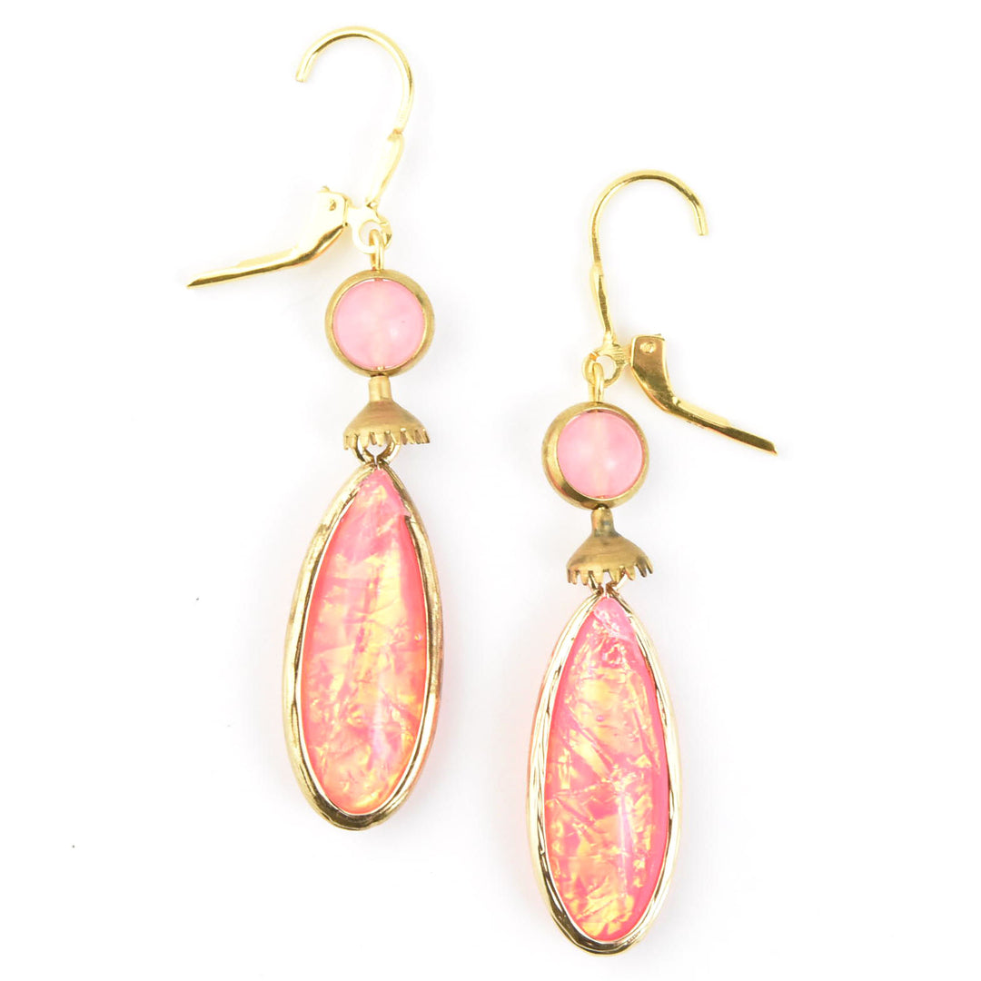 Hot Pink Teardrop Opalescent Art Glass Drops
