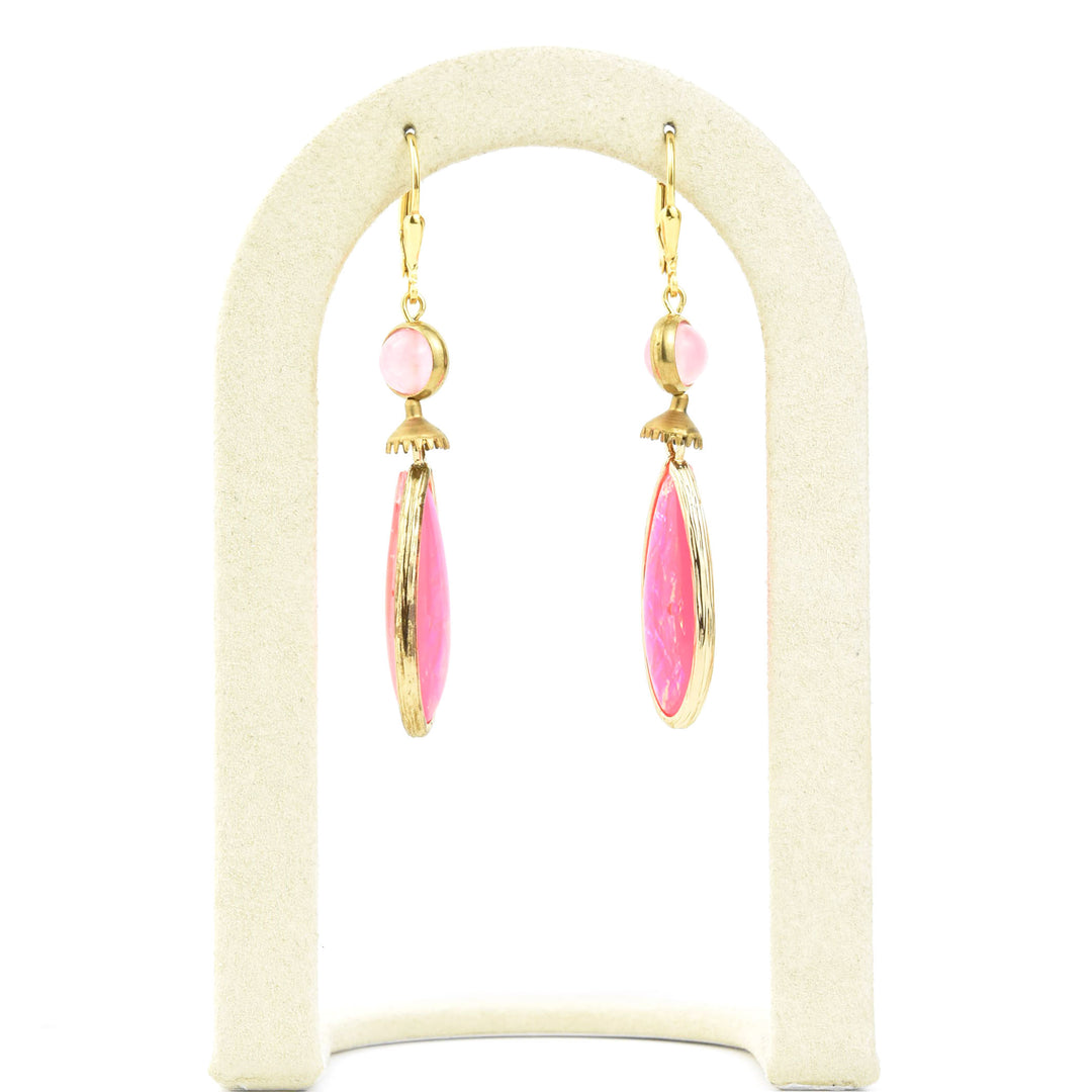Hot Pink Teardrop Opalescent Art Glass Drops