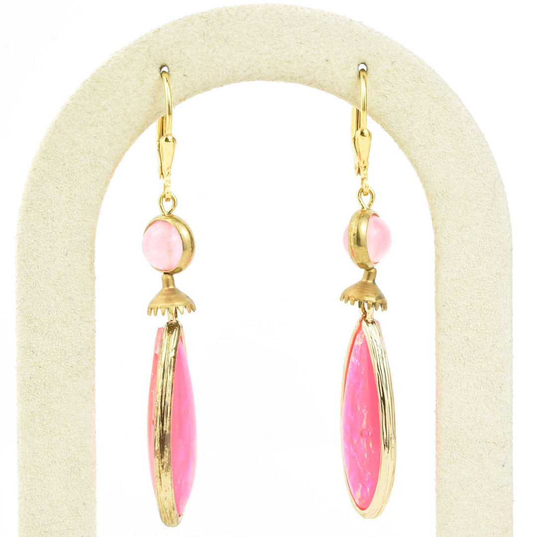 Hot Pink Teardrop Opalescent Art Glass Drops