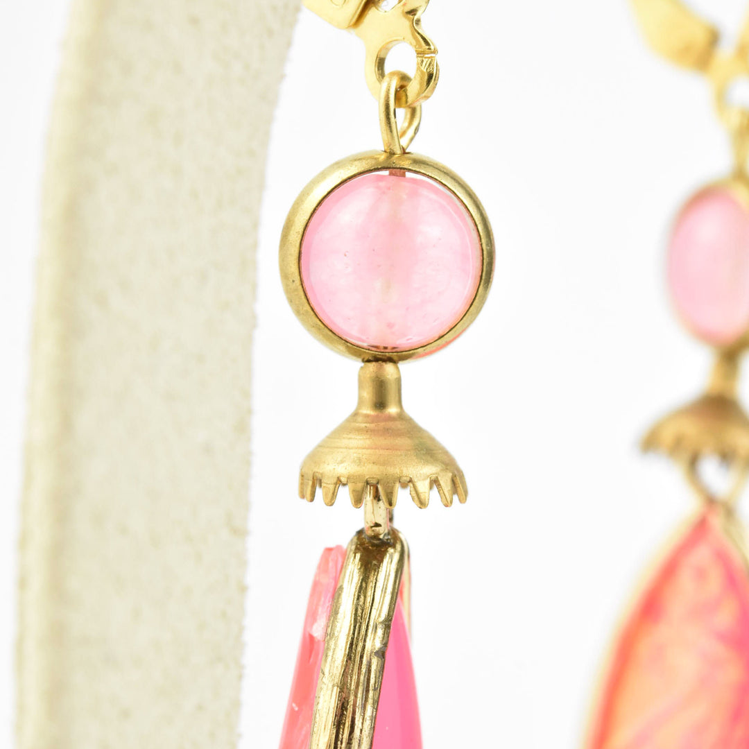 Hot Pink Teardrop Opalescent Art Glass Drops