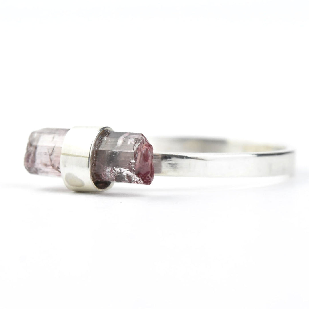 Tourmaline Raw Crystal Candy Ring in Silver