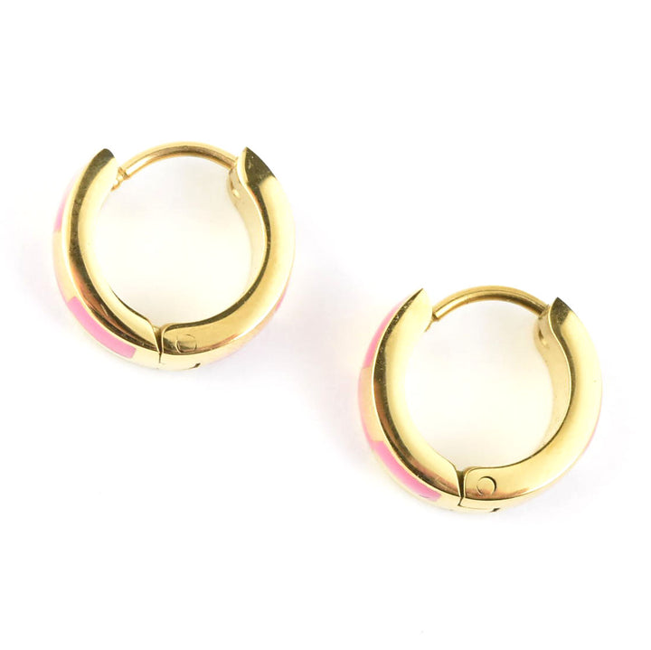 Checkered Rounded Super Chunky Huggie Hoops - Goldmakers Fine Jewelry