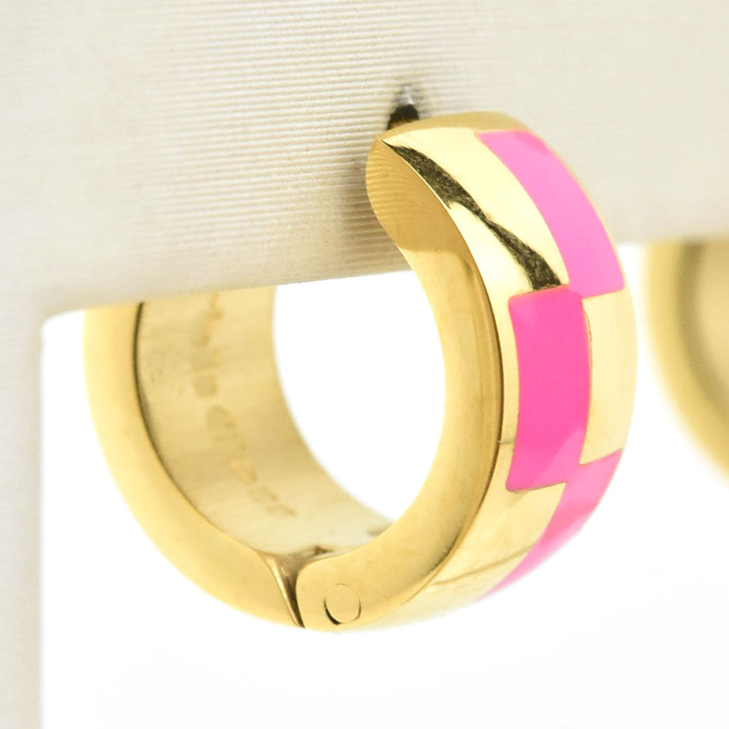 Checkered Rounded Super Chunky Huggie Hoops - Goldmakers Fine Jewelry