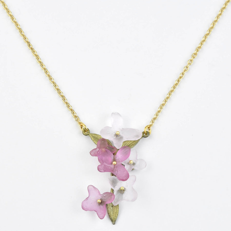 Pink Hydrangea Petal Necklace - Goldmakers Fine Jewelry
