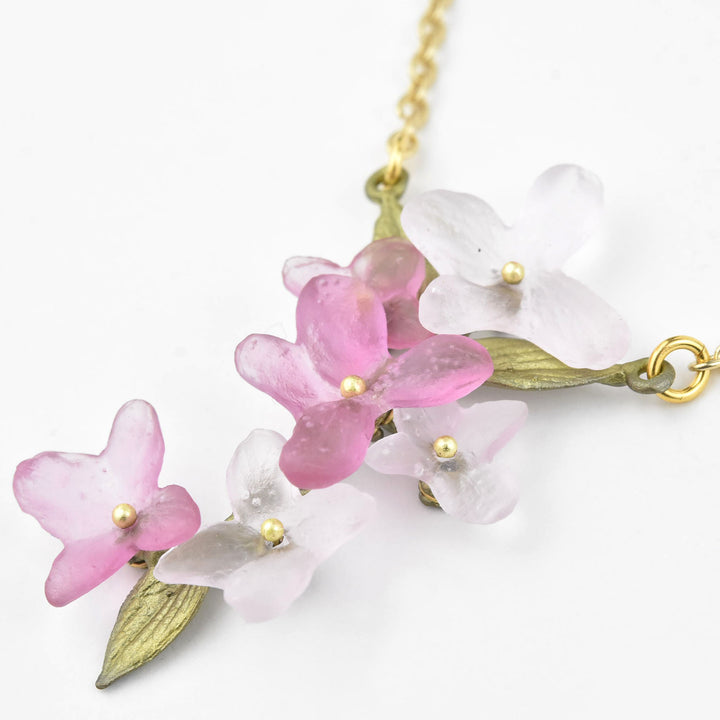 Pink Hydrangea Petal Necklace - Goldmakers Fine Jewelry