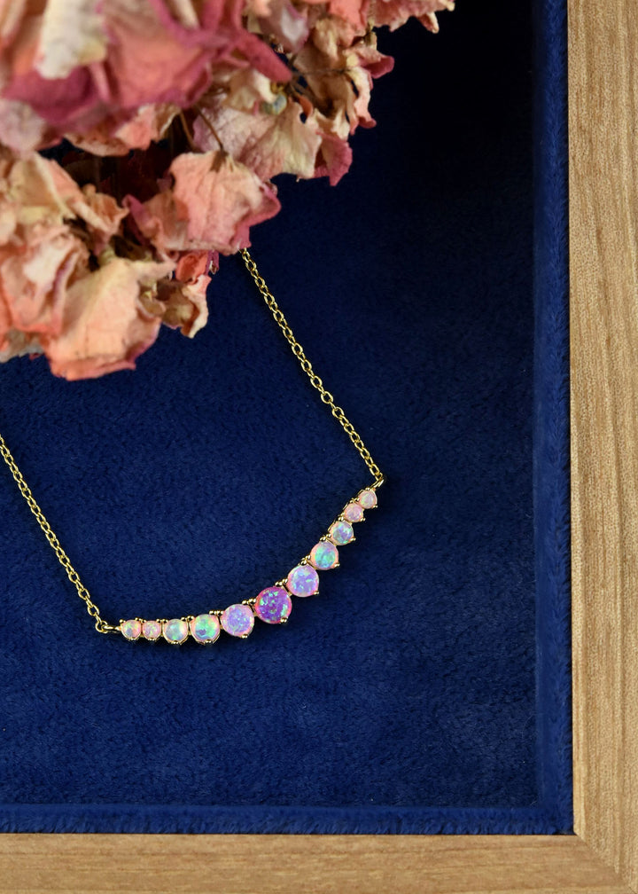 Pink Opal Ombre Cascade Necklace - Goldmakers Fine Jewelry