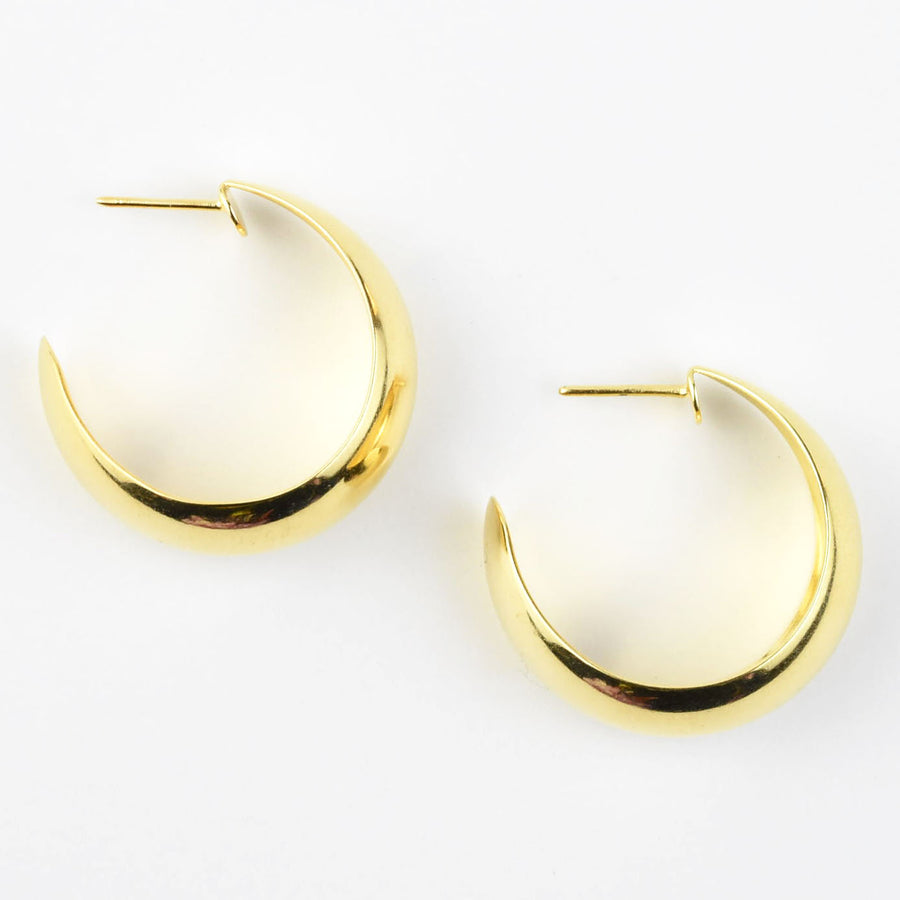 Polished Curved Gold Tone Hoops - Goldmakers Fine Jewelry