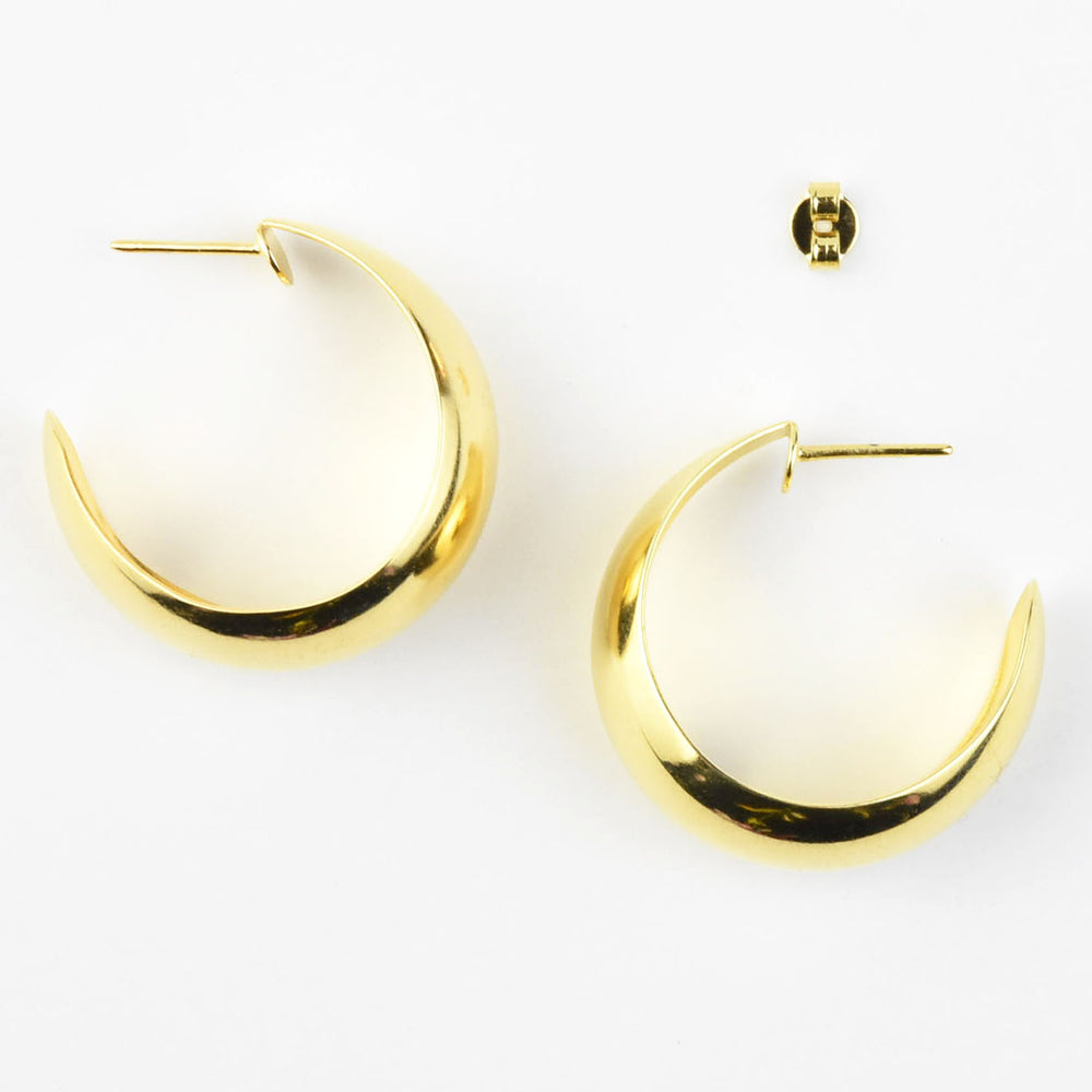 Polished Curved Gold Tone Hoops - Goldmakers Fine Jewelry