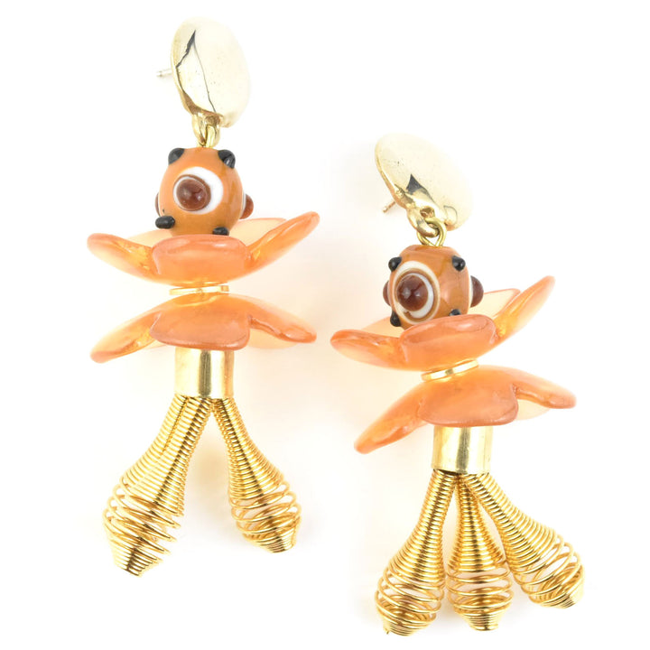 Poppy Amber Floral Earrings - Goldmakers Fine Jewelry