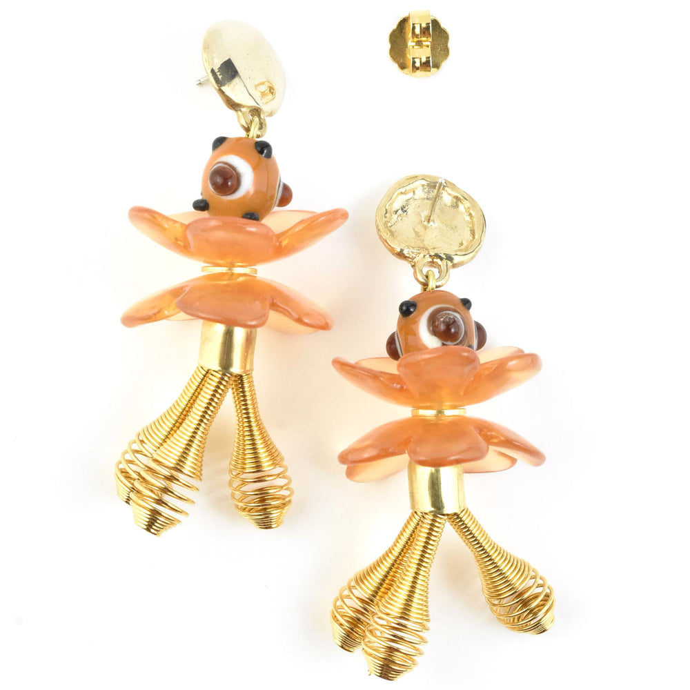 Poppy Amber Floral Earrings - Goldmakers Fine Jewelry