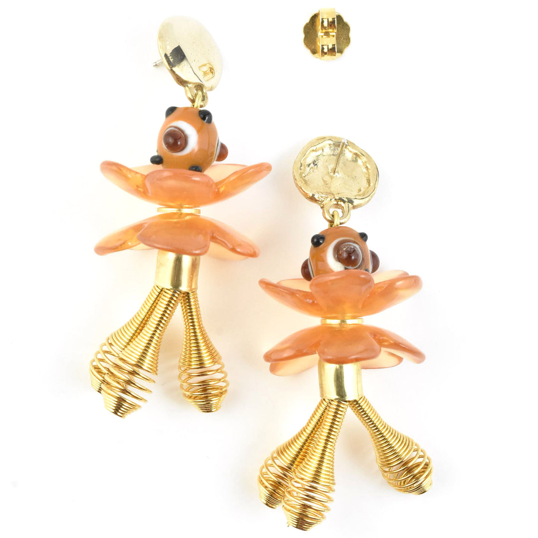 Poppy Amber Floral Earrings - Goldmakers Fine Jewelry