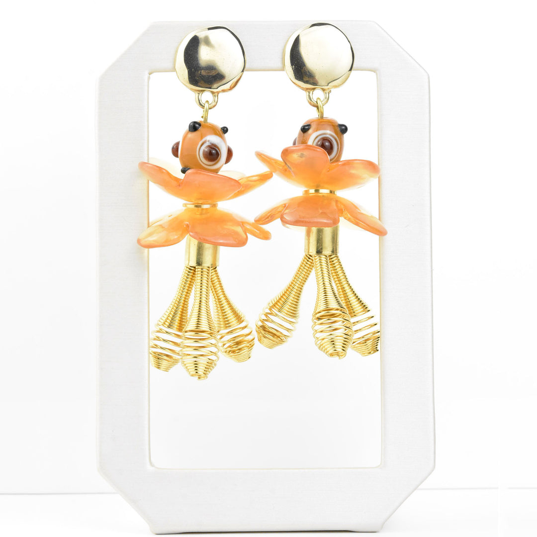 Poppy Amber Floral Earrings - Goldmakers Fine Jewelry