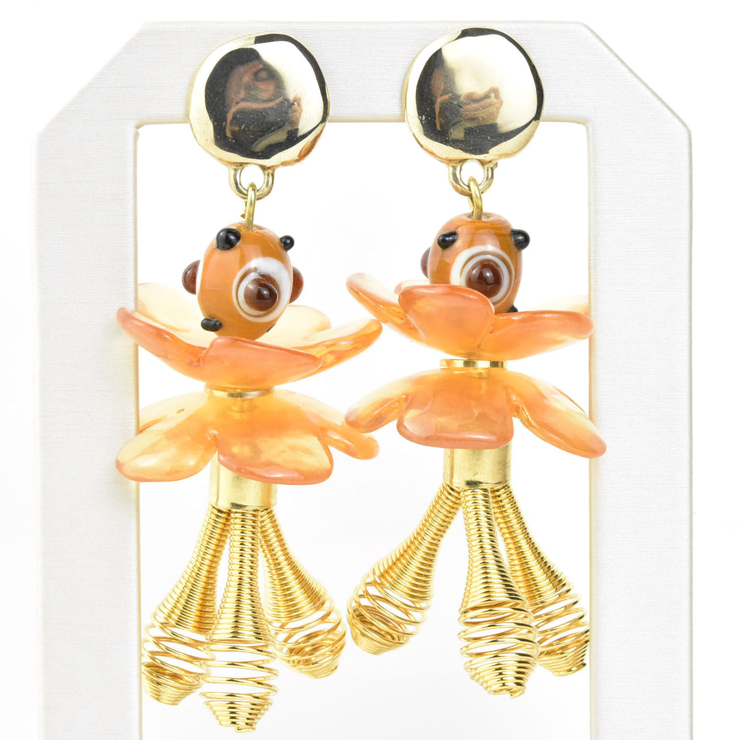 Poppy Amber Floral Earrings - Goldmakers Fine Jewelry