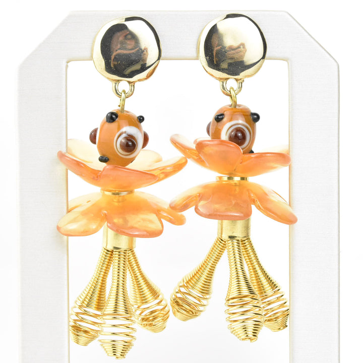 Poppy Amber Floral Earrings - Goldmakers Fine Jewelry