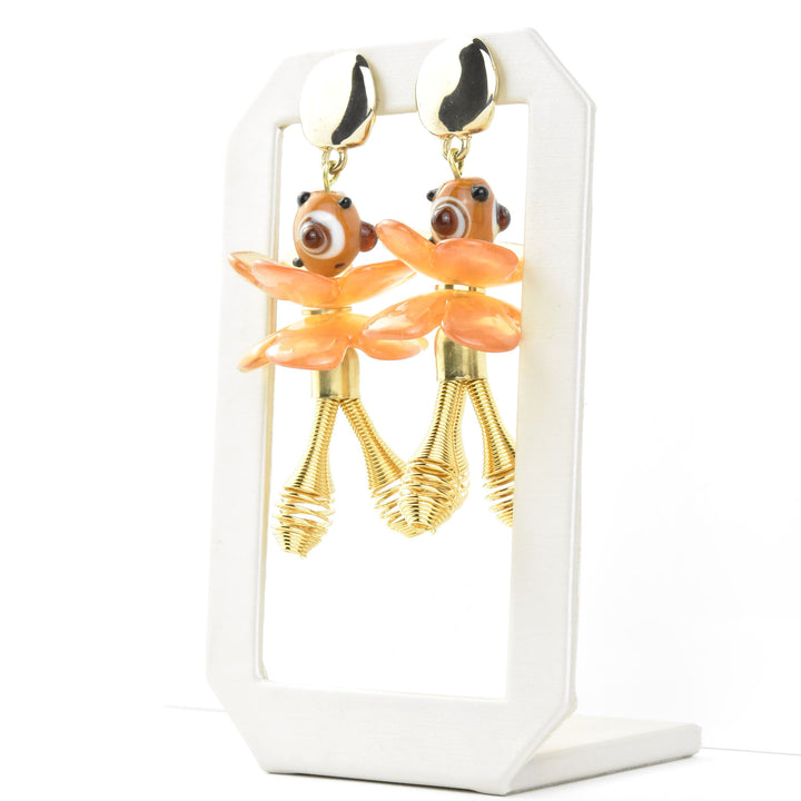 Poppy Amber Floral Earrings - Goldmakers Fine Jewelry