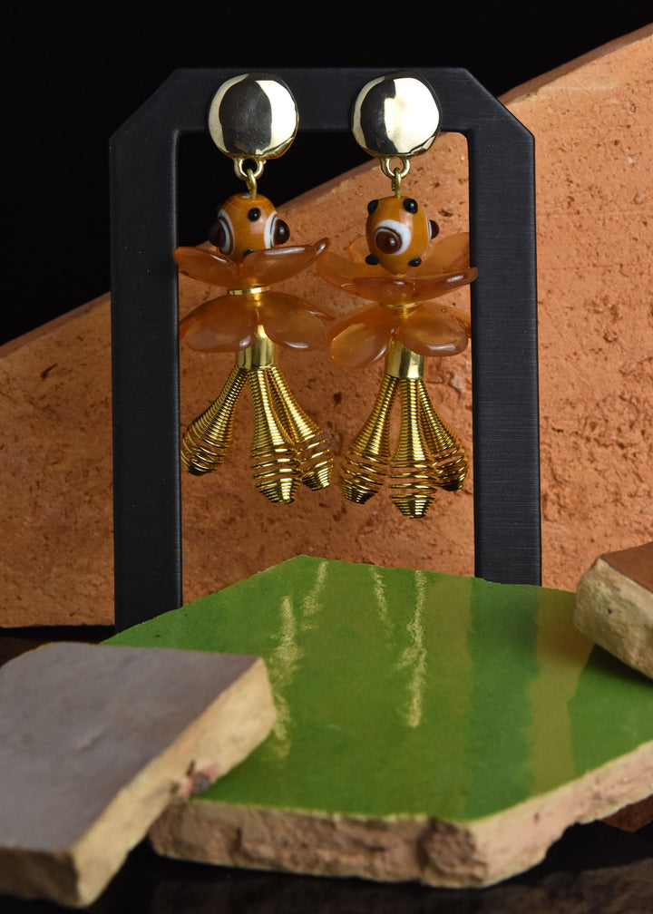 Poppy Amber Floral Earrings - Goldmakers Fine Jewelry