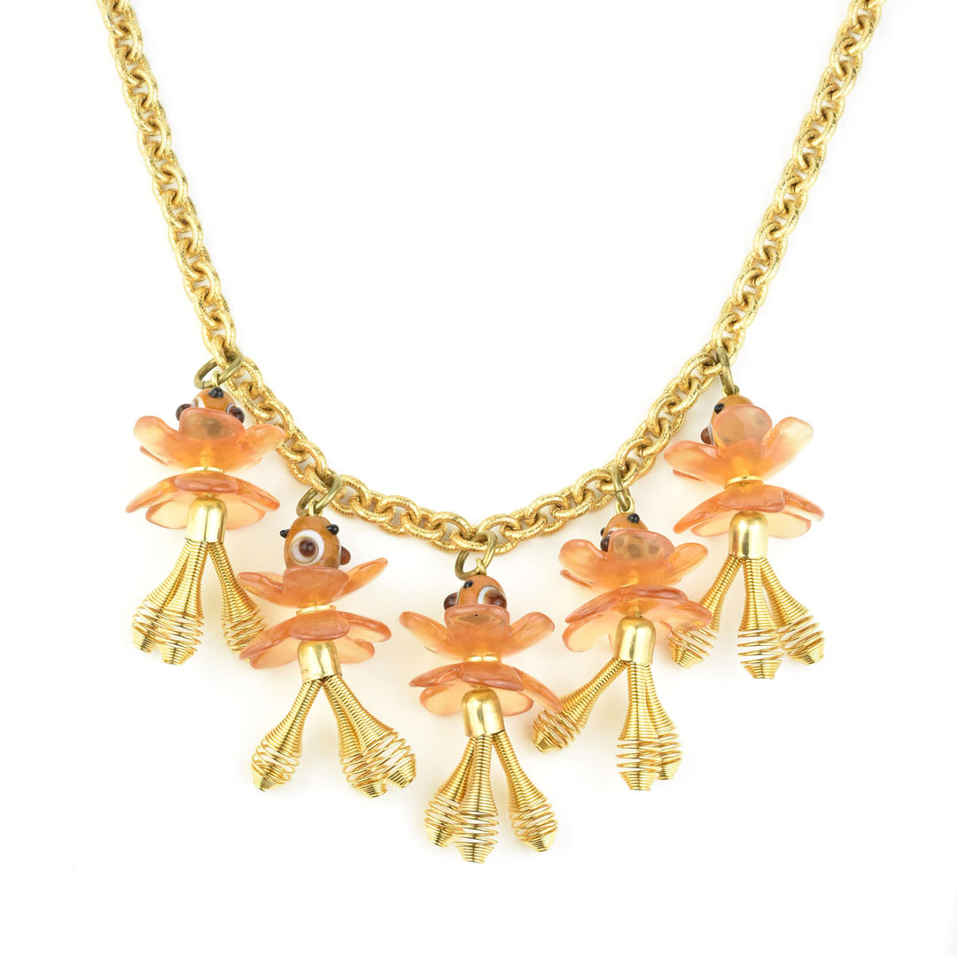 Poppy Amber Floral Necklace - Goldmakers Fine Jewelry