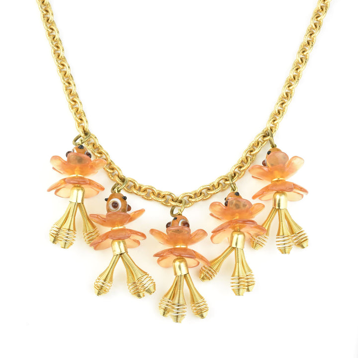 Poppy Amber Floral Necklace - Goldmakers Fine Jewelry