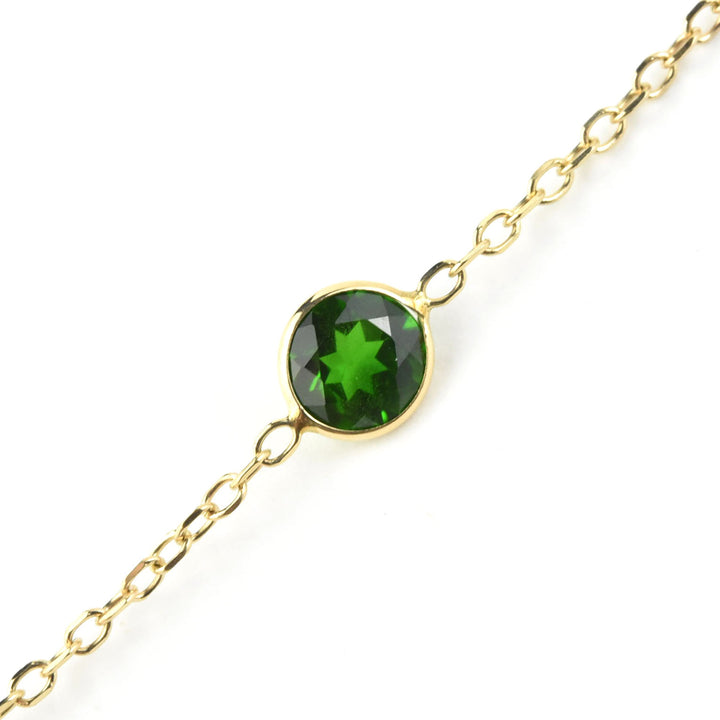 Prasiolite and Green Tourmaline Station Necklace in 14k Yellow Gold