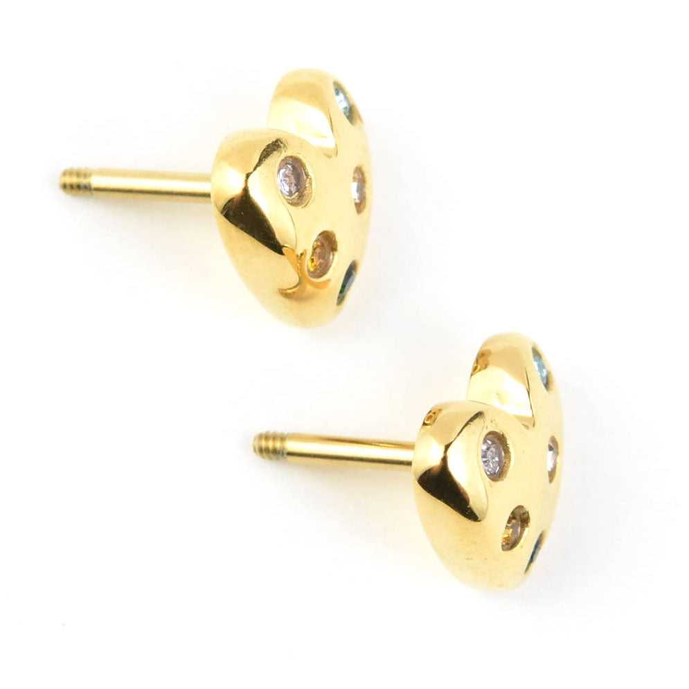 Puffy Heart Studs, Screw-back - Goldmakers Fine Jewelry