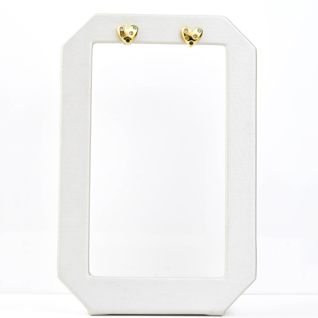 Puffy Heart Studs, Screw-back - Goldmakers Fine Jewelry