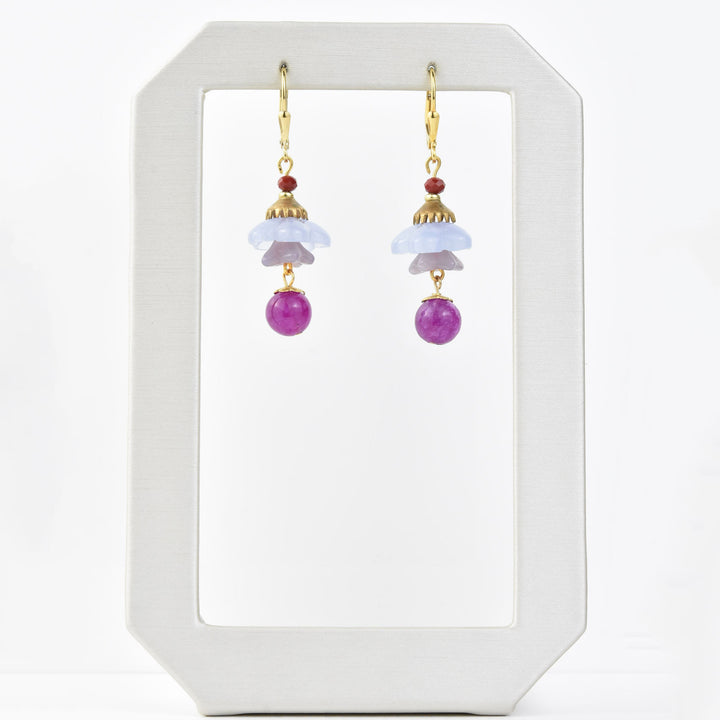 Purple Art Glass Flower Dangles