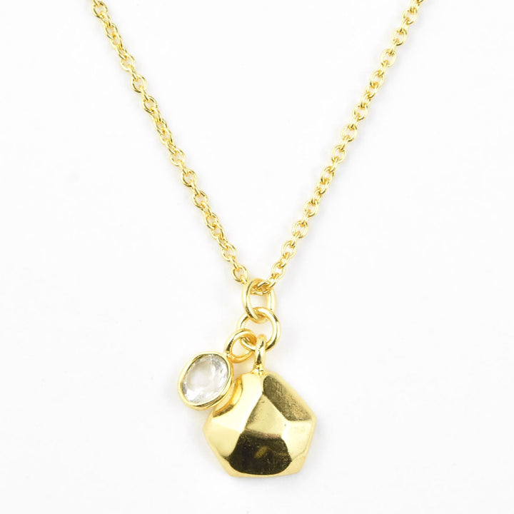 Gold Plated Crystal Quartz Charm Necklace