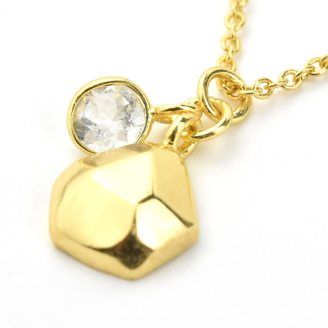 Gold Plated Crystal Quartz Charm Necklace
