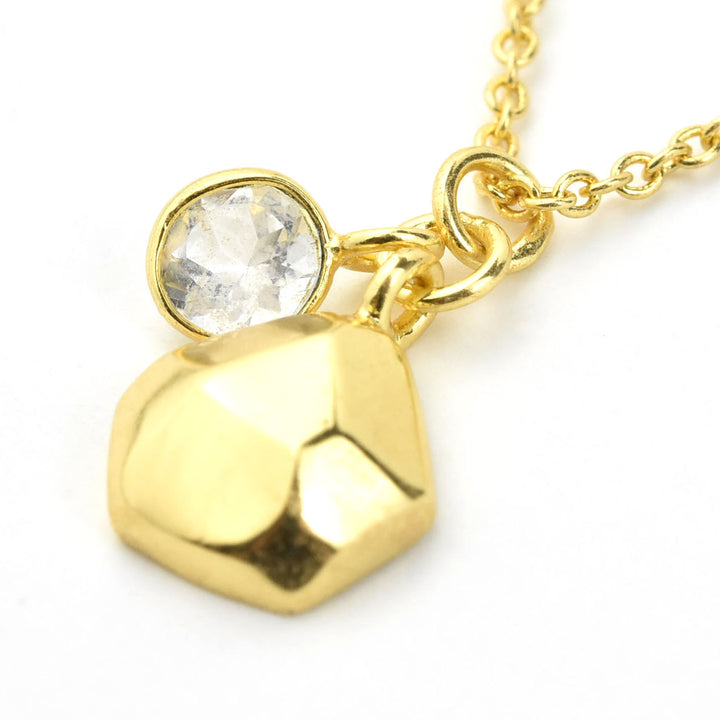 Gold Plated Crystal Quartz Charm Necklace