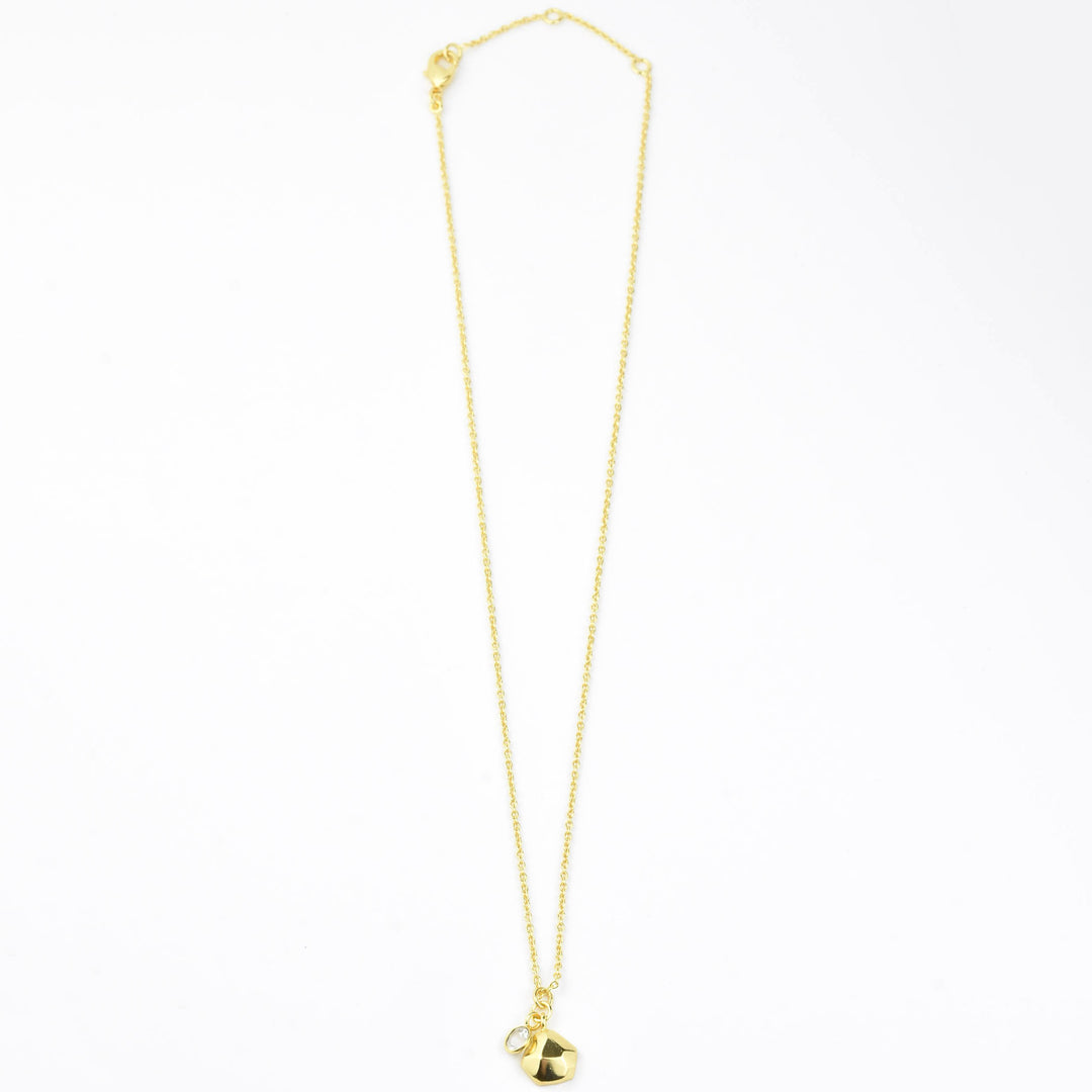 Gold Plated Crystal Quartz Charm Necklace