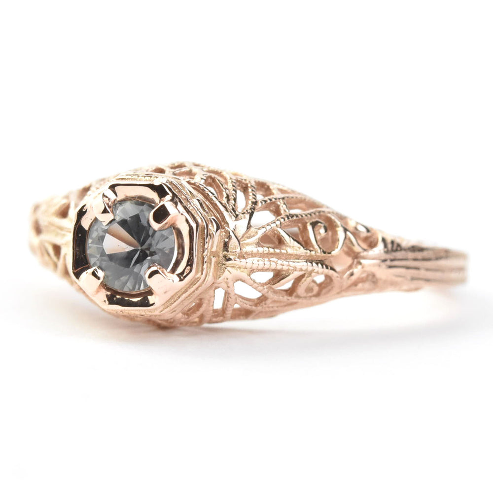 Montana Sapphire Filigree Ring in 14k Rose Gold - Goldmakers Fine Jewelry