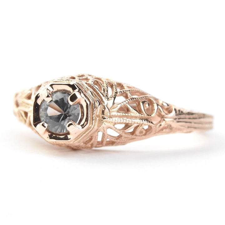 Montana Sapphire Filigree Ring in 14k Rose Gold - Goldmakers Fine Jewelry