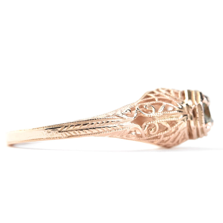 Montana Sapphire Filigree Ring in 14k Rose Gold - Goldmakers Fine Jewelry